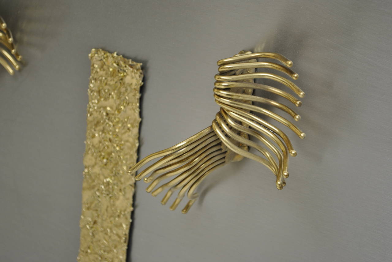 Late 20th Century Steel and Brass Wall Sculpture 