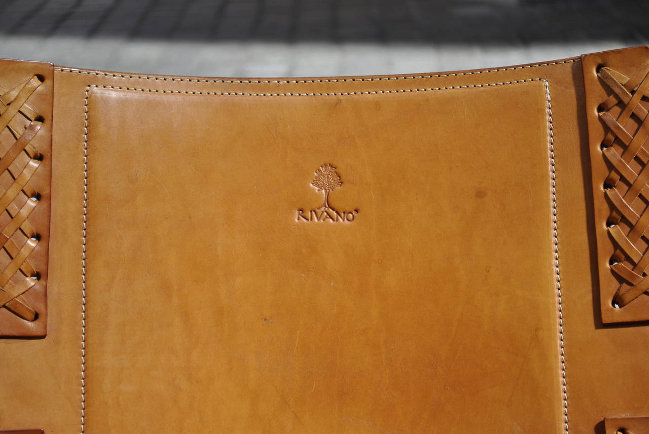 Nice Set of Four Saddle Leather Safari Armchairs by Rivano In Good Condition In Saint-Ouen, FR