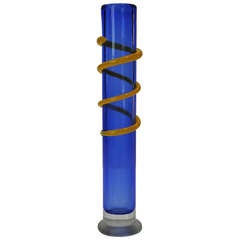 Tall Glass Serpentine Vase by Federico Restrepo and Alain Guillot