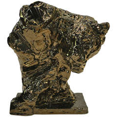 Royal Boch Bronze Ceramic Sculpture, "Big Cat II" by Patrick Villas