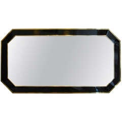 Large-Scale Lacquer and Brass, 1970s Mirror by Jean-Claude Mahey