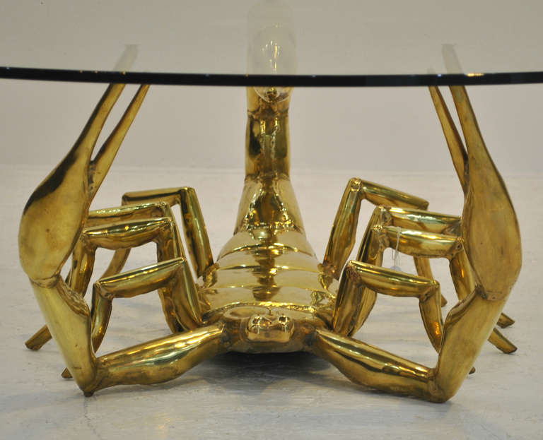 French Rare Polished Brass Scorpion Table by Alain Chervet