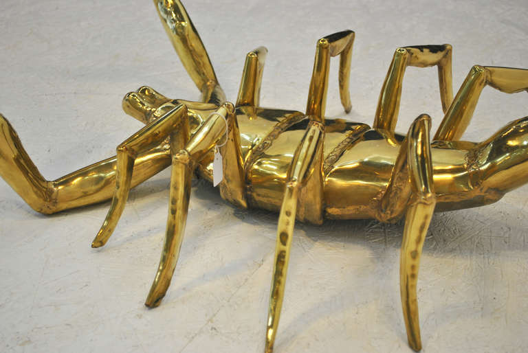 Rare Polished Brass Scorpion Table by Alain Chervet In Excellent Condition In Saint-Ouen, FR