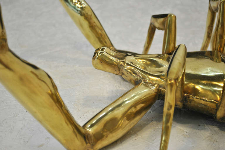 20th Century Rare Polished Brass Scorpion Table by Alain Chervet