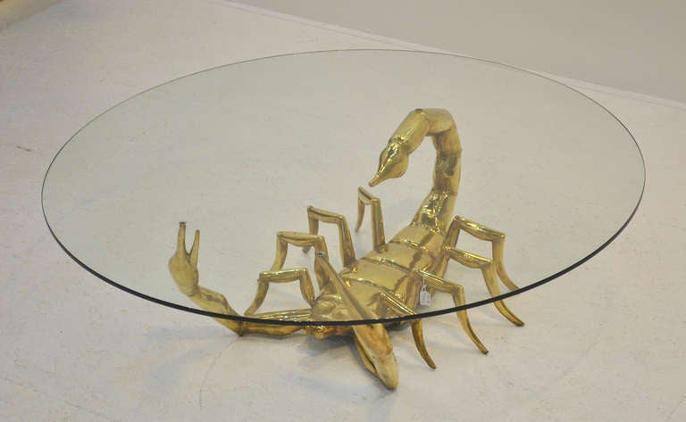 Rare Polished Brass Scorpion Table by Alain Chervet 3