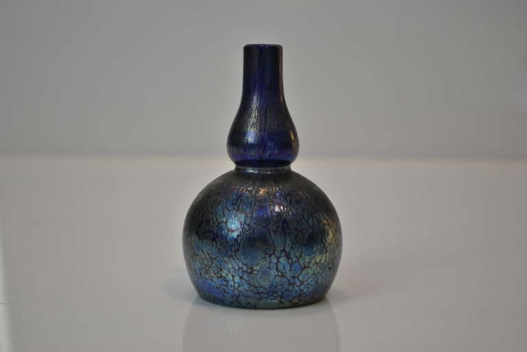 Art Nouveau Cobalt Blue Crete Papillon Miniature Vase by Johann Loetz Witwe