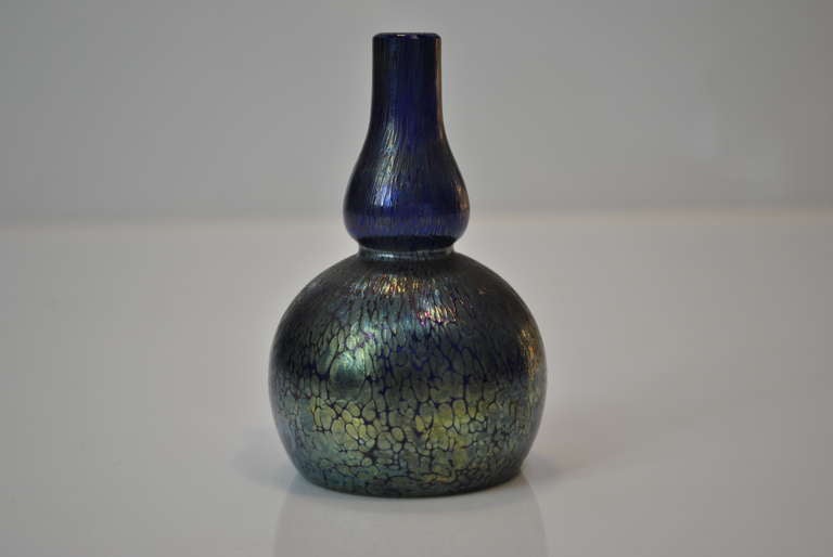 20th Century Cobalt Blue Crete Papillon Miniature Vase by Johann Loetz Witwe