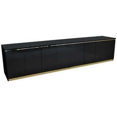 One of a Kind Lacquer with Brass Details Credenza by Jean-Claude Mahey