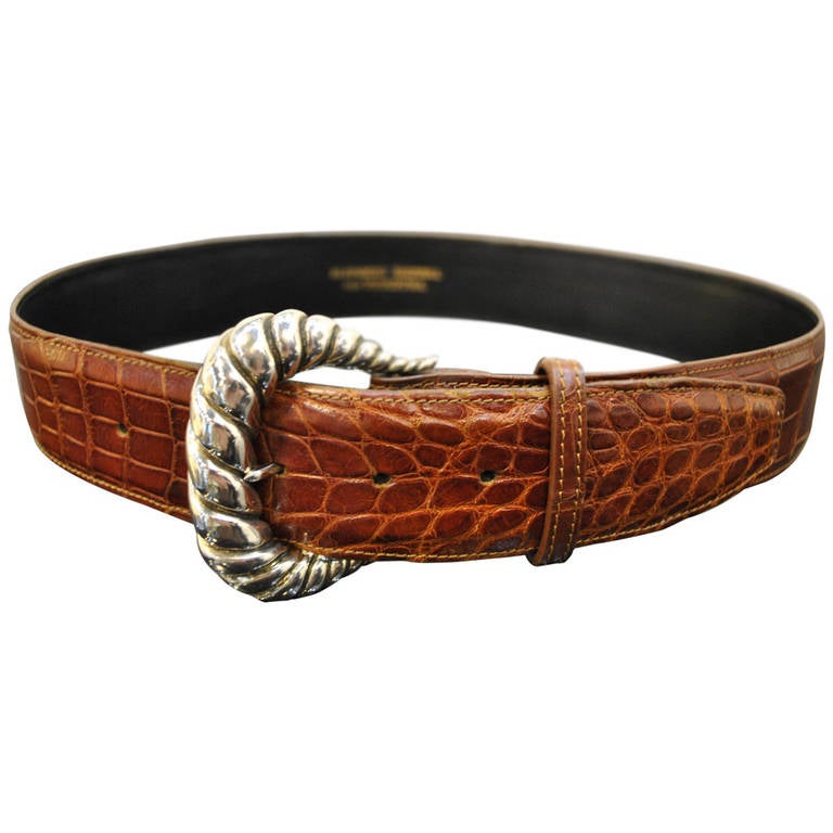 Exceptional American Alligator and Sterling Silver Belt by Verdura For Sale