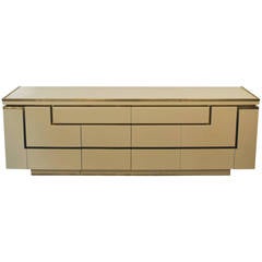 Nice Lacquer and Brass Credenza by Jean Claude Mahey