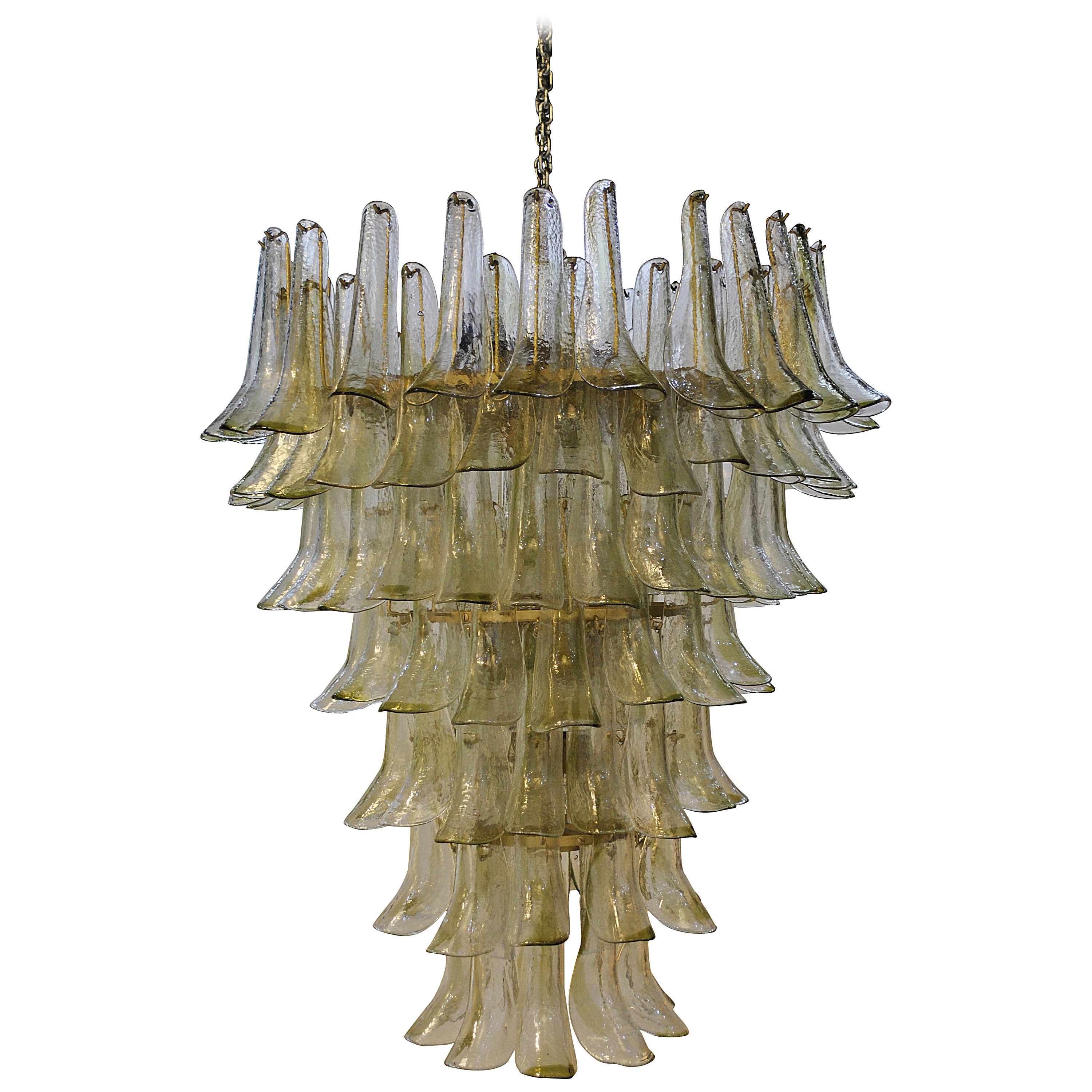 1970s Clear and Green Glass Mazzega Chandelier