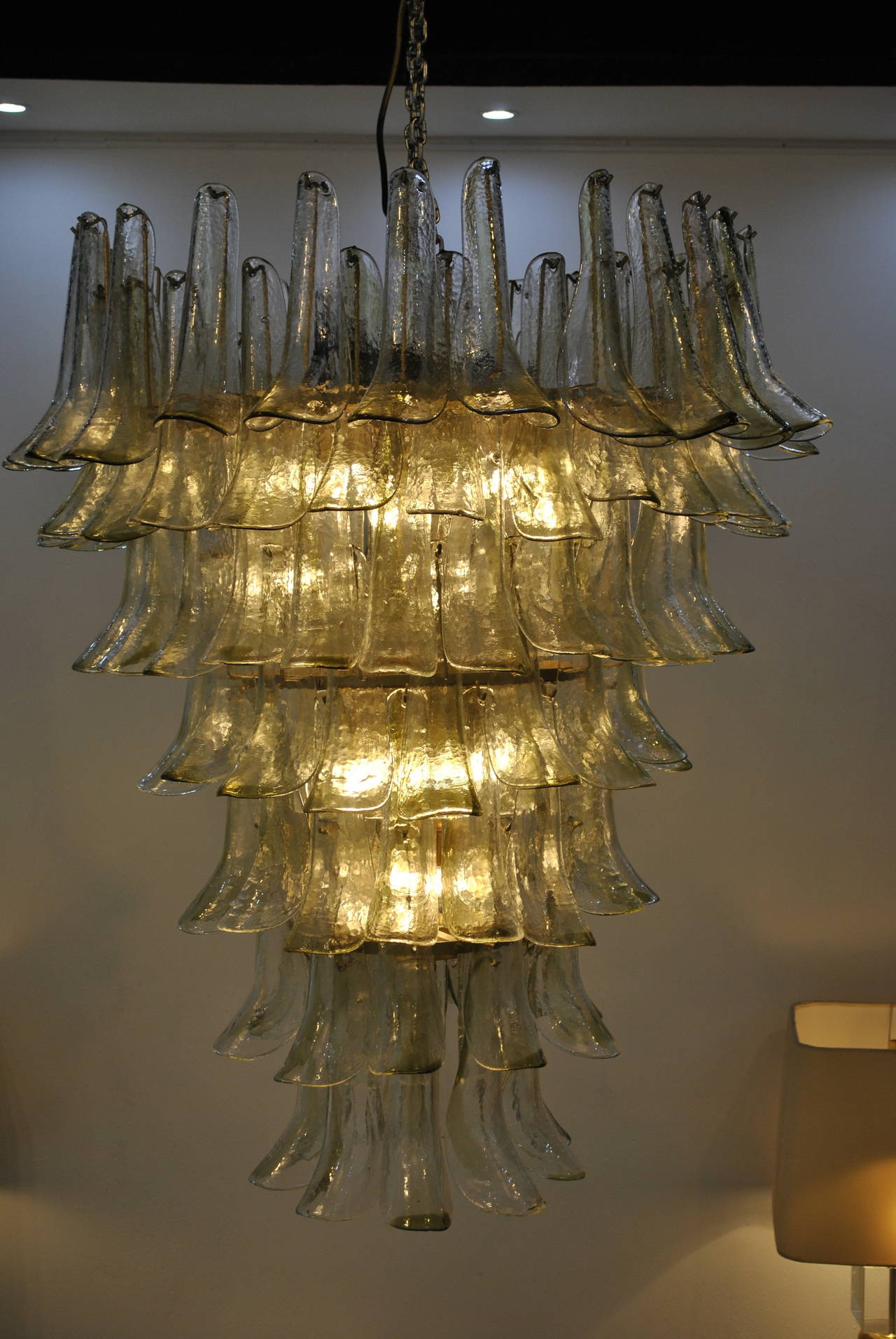 1970s Clear and Green Glass Mazzega Chandelier 3