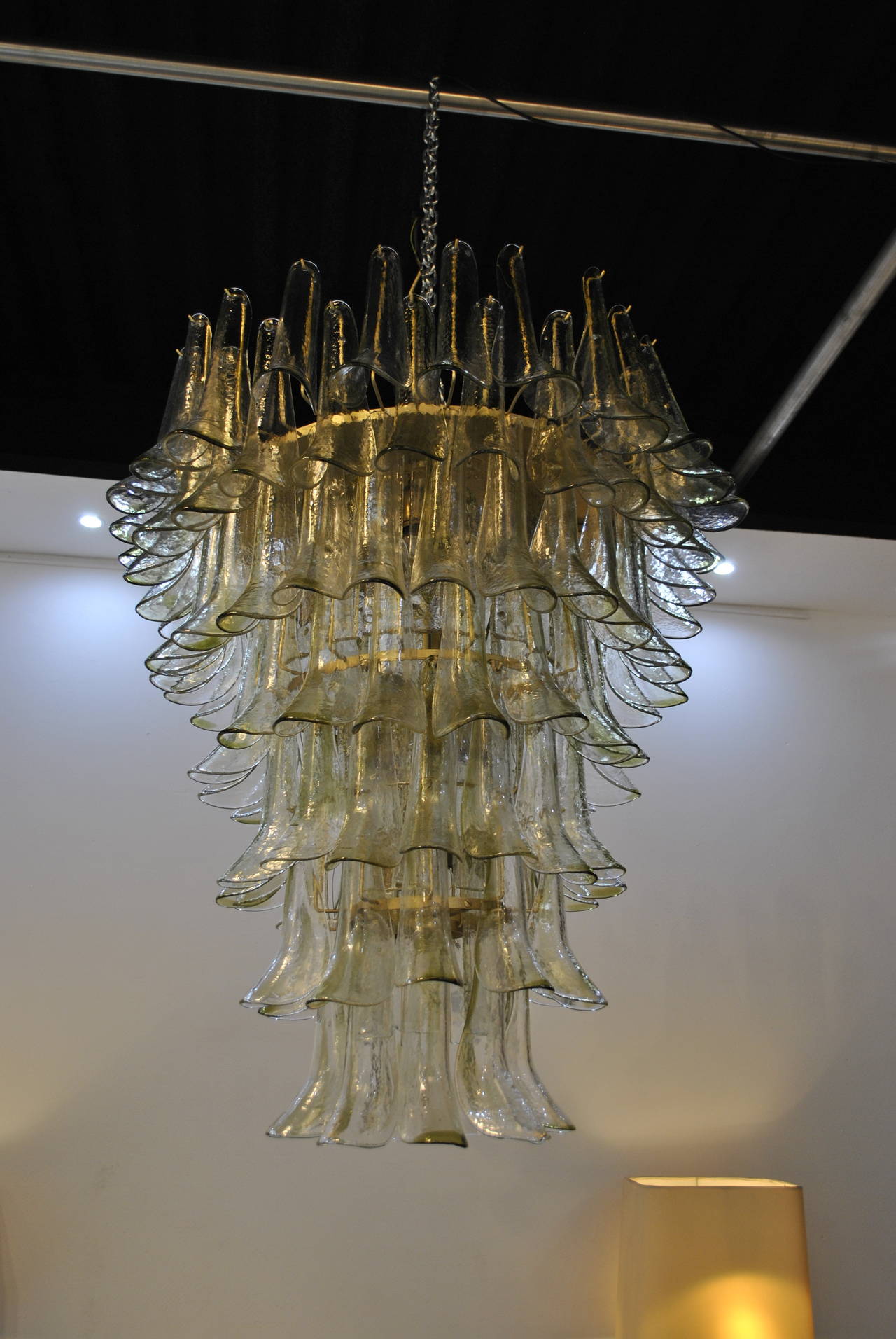 1970s Clear and Green Glass Mazzega Chandelier In Excellent Condition In Saint-Ouen, FR