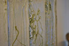 Monumental 1970s Clear and Green Glass Mazzega Chandelier