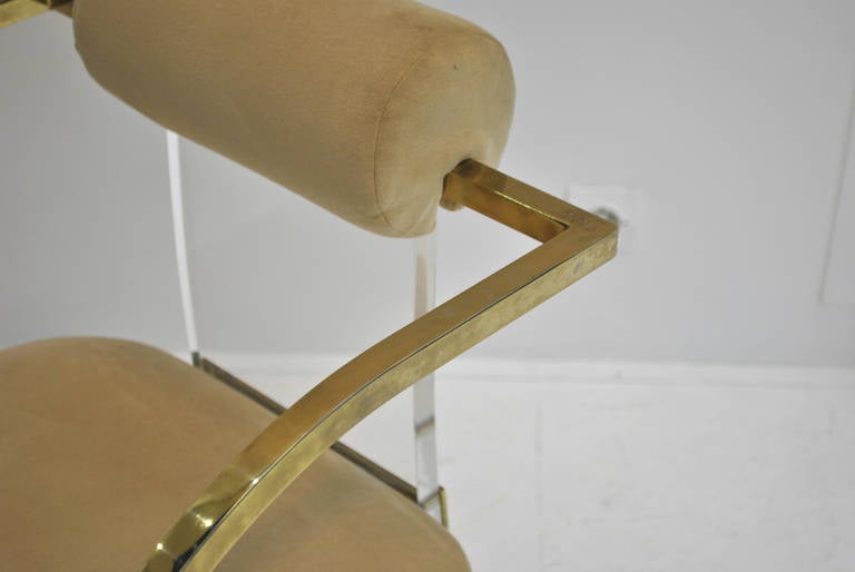 Set of Six Lucite and Gold Dining Chairs by Dewulf Selection and Belgo Chrom In Good Condition In Saint-Ouen, FR