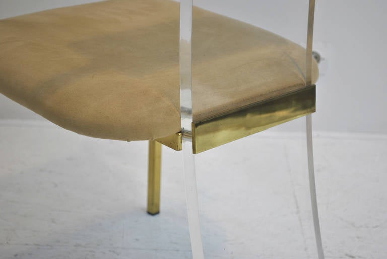 Late 20th Century Set of Six Lucite and Gold Dining Chairs by Dewulf Selection and Belgo Chrom