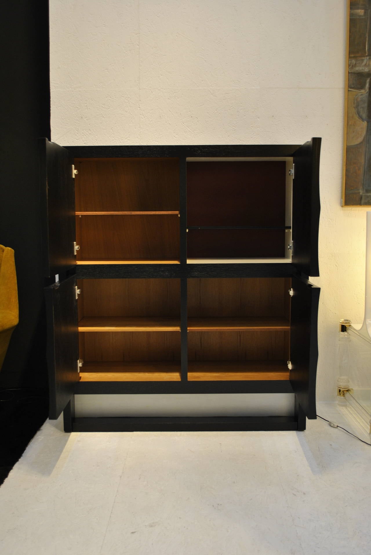 Rare Belgian Ebonized Oak Modernist Bar Cabinet, 1970s 2