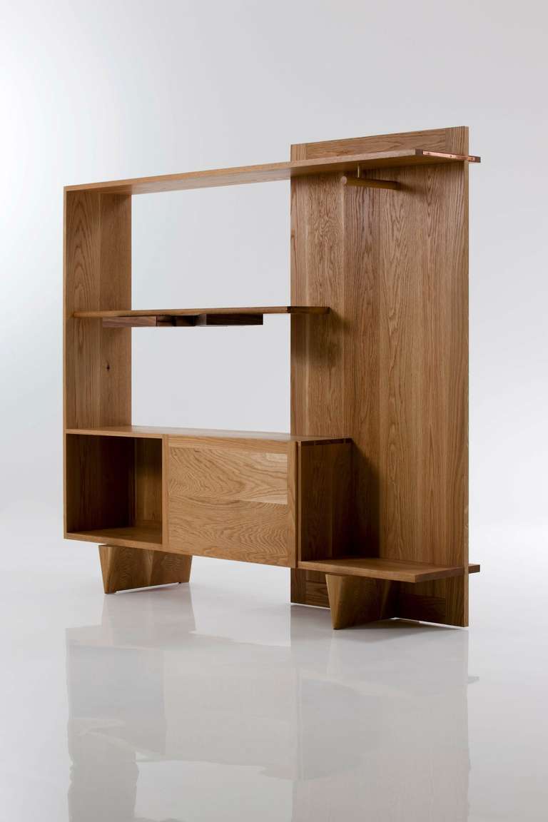 Made of white oak, zebrawood, brass and red copper by Bahk Jong Sun. Trans 2012-01.