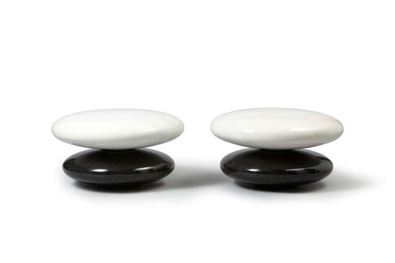 Zari 0806 A, B Stools - Made of white marble and black granite by Choi Byung Hoon.

Founded in the 1980's in Korea Gallery Seomi is based out of Pierre Koenig’s iconic Case Study House #21 in the Hollywood Hills of Los Angeles. Gallery Seomi goes