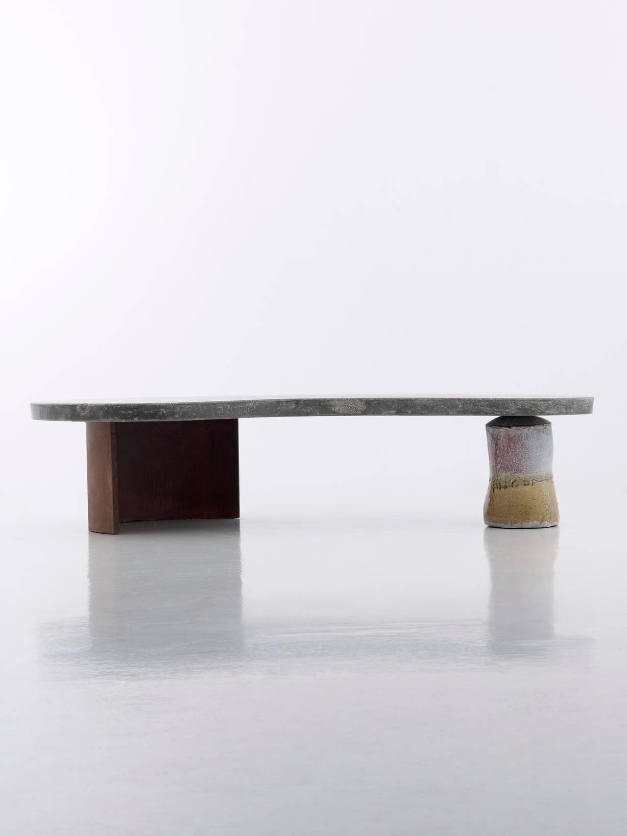 Lee Hun Chung.
Organic lined concrete bench,
2012.
Concrete, glazed ceramic, natural rusted steel.
Measure: 184 W x 98 D x 46 H cm,
72 x 38.5 x 18.5 H inches.