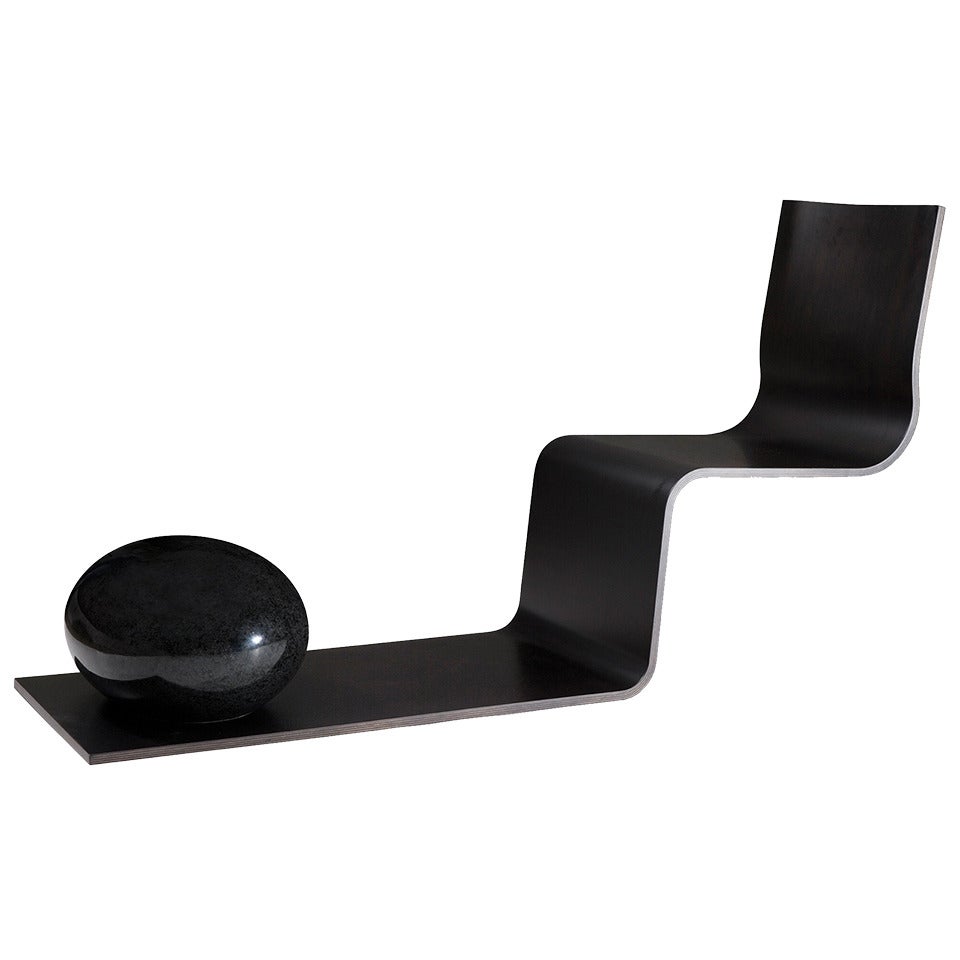 "Afterimage 08-263" Carbon Fiber and Black Granite Lounge Chair, 2009 For Sale