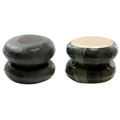 Dark Khaki Double Macaron Ceramic Indoor/Outdoor Stools by Lee Hun Chung, 2012