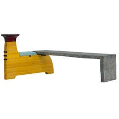 Oblong Concrete Table with Wooden Structure