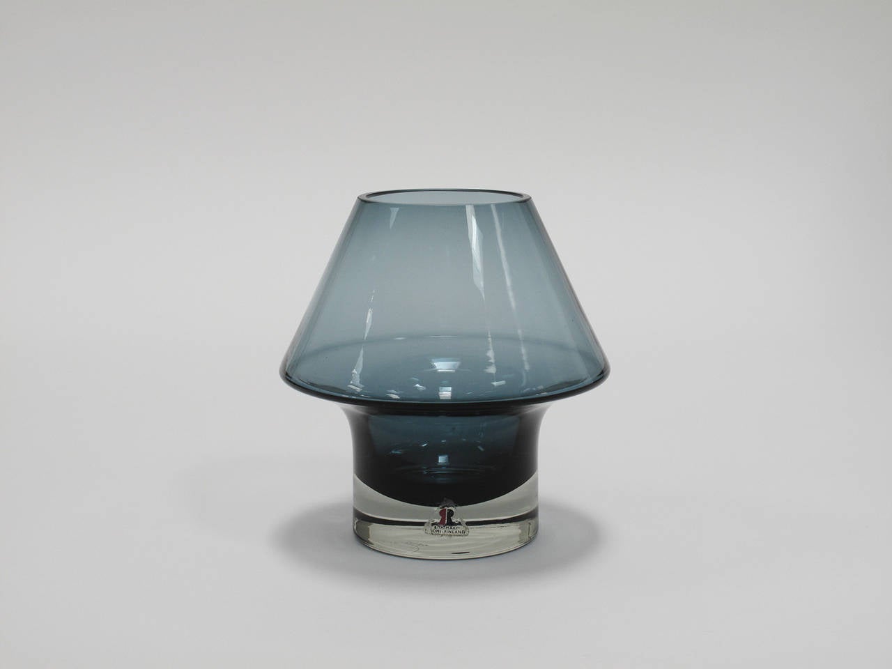 Scandinavian Modern Riihimäki Finland Glass Vase by Aimo Okkolin For Sale