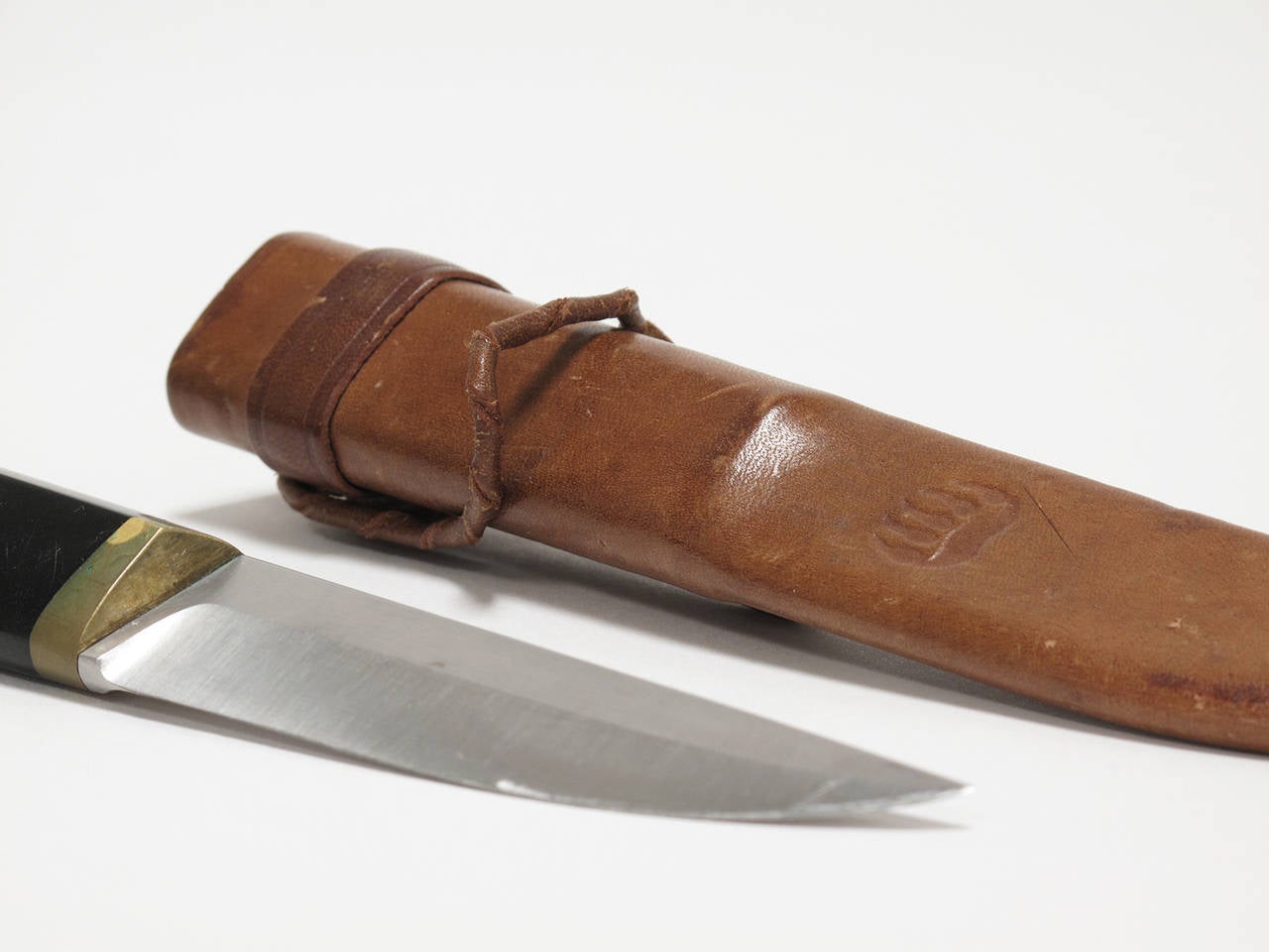 Brass Puukko Knife and Leather Sheath by Tapio Wirkkala