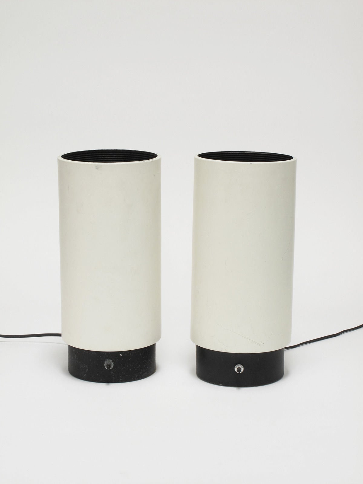 Mid-Century Modern Pair of Lightolier Canister Lamps by Gerald Thurston For Sale