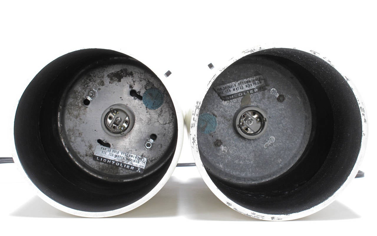 Pair of Lightolier Canister Lamps by Gerald Thurston For Sale 1