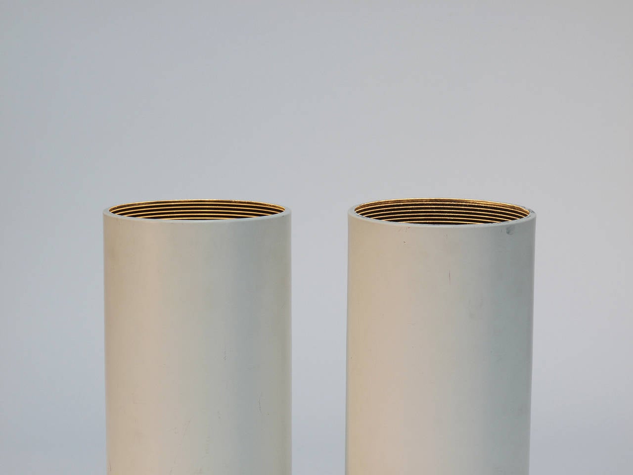 Aluminum Pair of Lightolier Canister Lamps by Gerald Thurston For Sale