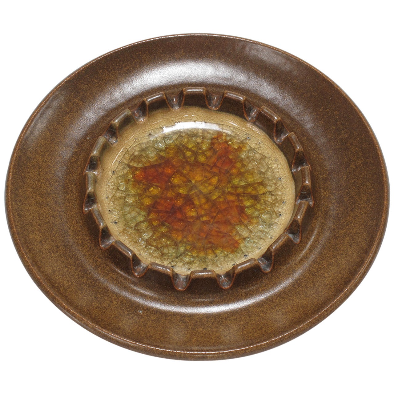 Glazed Stoneware Dish by Robert Maxwell For Sale