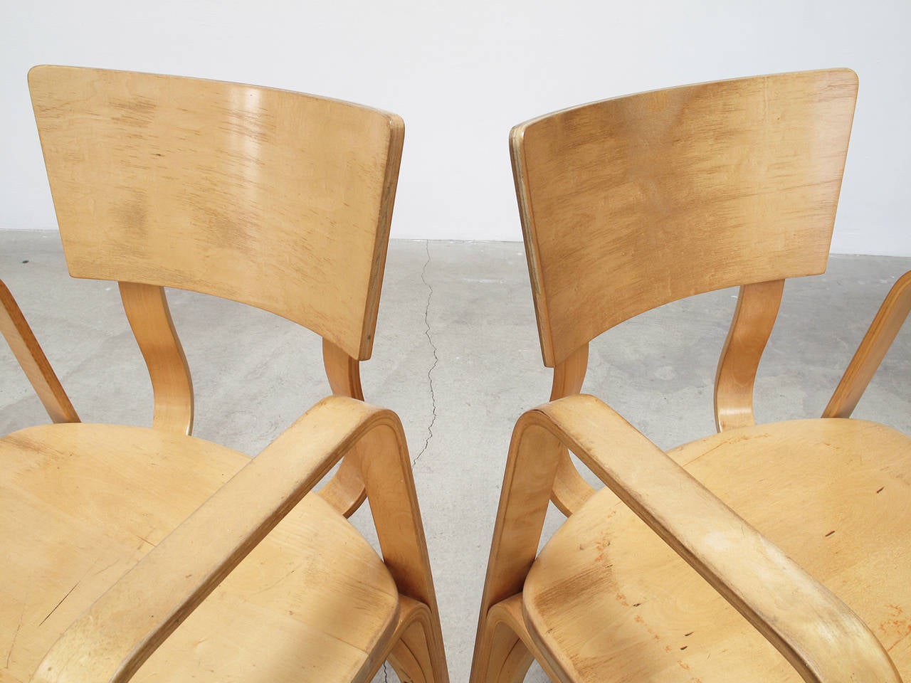 Pair of Vintage Thonet Molded Plywood Arm Chairs, 1950s 2