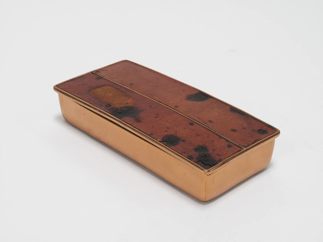 American Modernist Copper and Leather Box by Ben Seibel