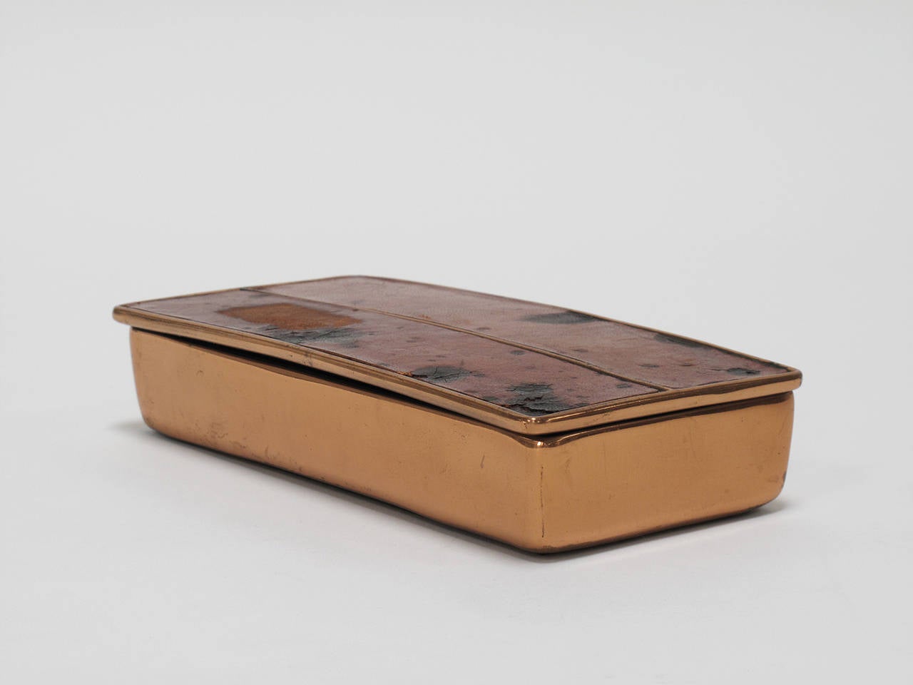 Inlay Modernist Copper and Leather Box by Ben Seibel