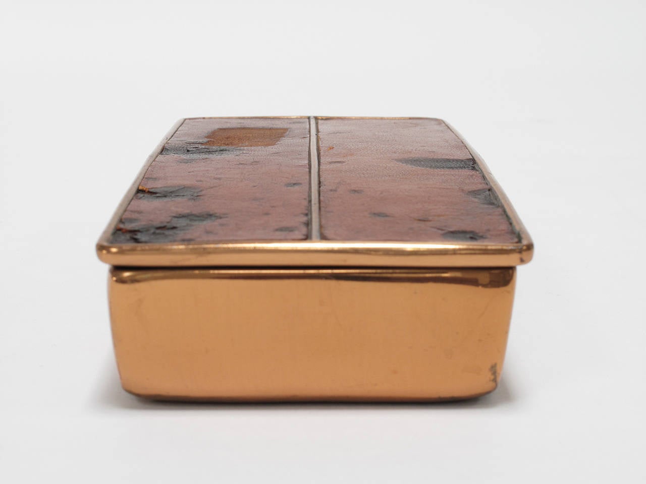 Mid-20th Century Modernist Copper and Leather Box by Ben Seibel