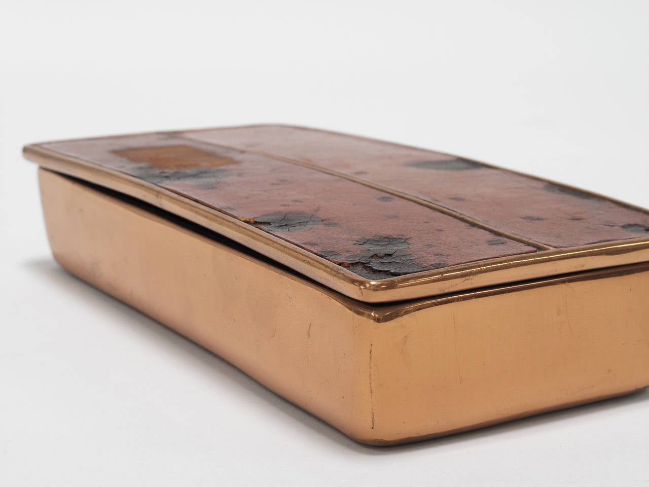 Brass Modernist Copper and Leather Box by Ben Seibel