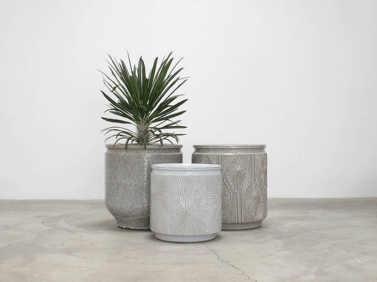 David Cressey & Robert Maxwell
Ceramic planters
California, 1970s
Earthgender Ceramics
Stoneware, glazed
