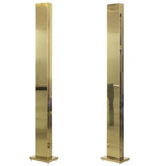 Tall Elegant Modern Brass 'Torchiere' Floor Lamps by Casella Lighting, 1970s