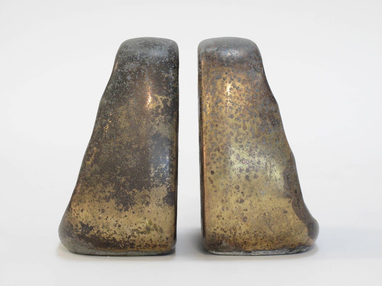 Cast Pair of Patinated Brass Bookends by Ben Seibel