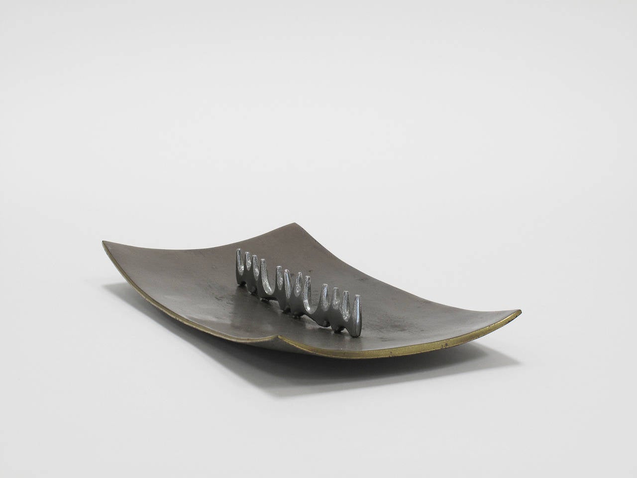 Cast Decorative Modernist Brass Tray by Ben Seibel For Sale
