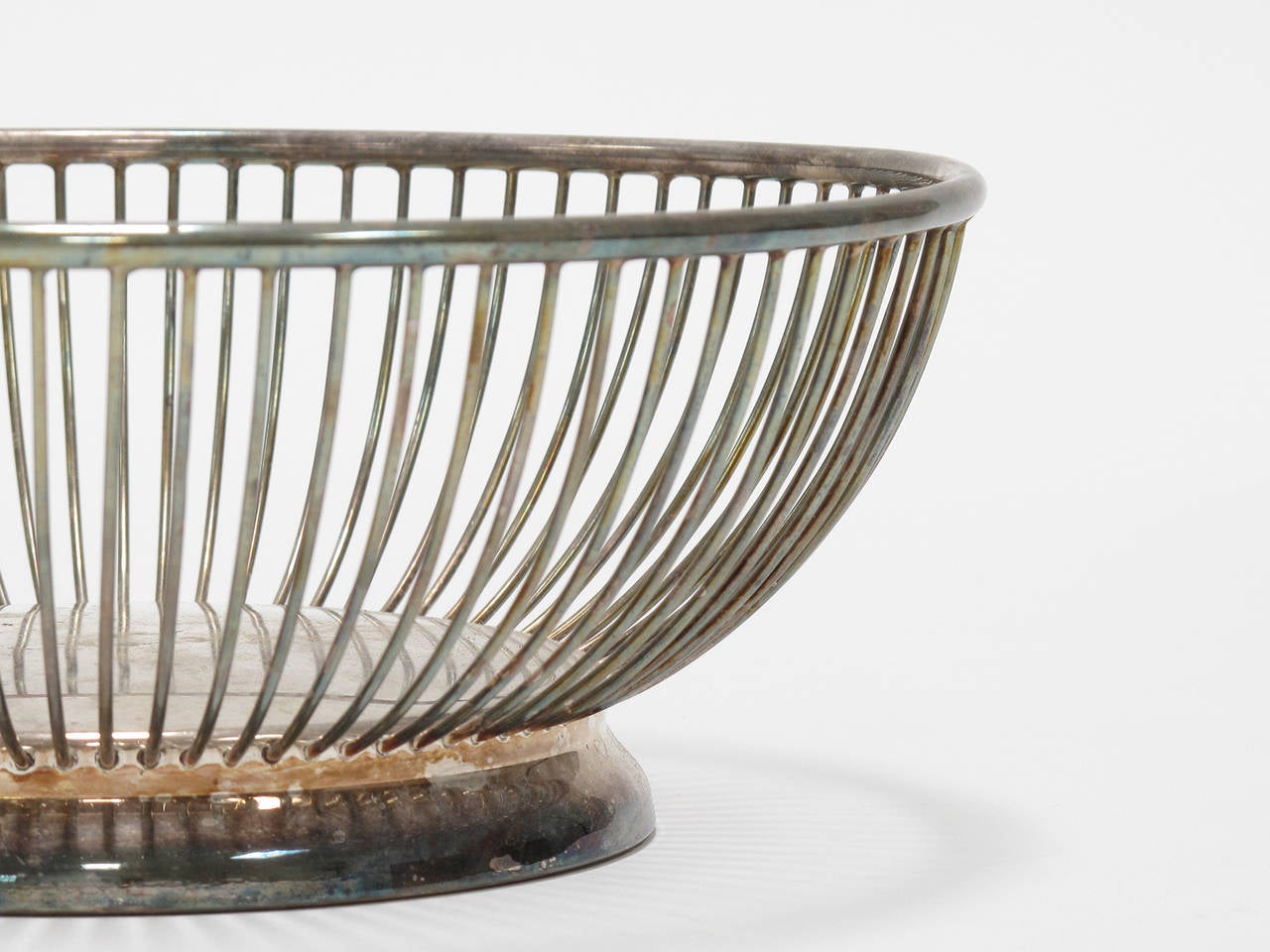 Art Deco Silver Plated Circular Wire Basket