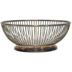 Vintage Silver Plated Circular Wire Basket