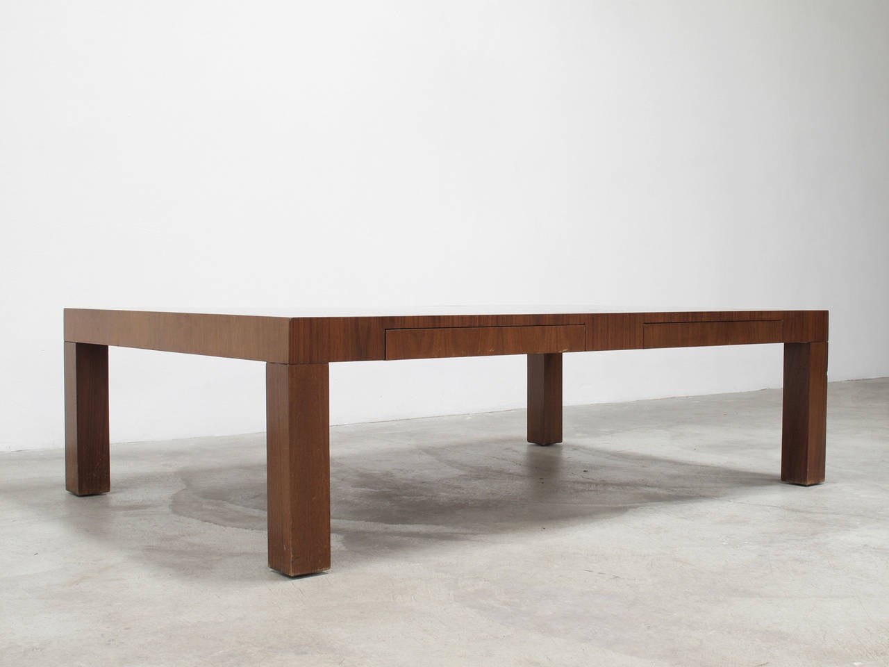 Milo Baughman Burl Wood Parsons Style Coffee Table, 1960s In Good Condition For Sale In Los Angeles, CA