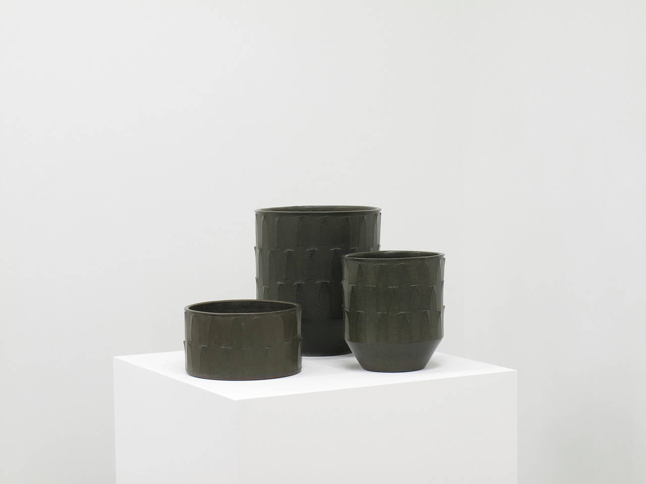 Stoneware David Cressey Ceramic Planters, 'Ribbed' Design, 1960s