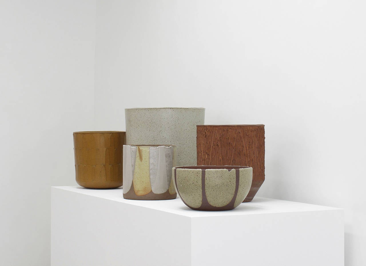 David Cressey
Ceramic planters
California Modern, 1960s
Pro/Artisan Collection
Architectural Pottery, Los Angeles
Stoneware, glazed and unglazed

Dimensions:
No longer available - 