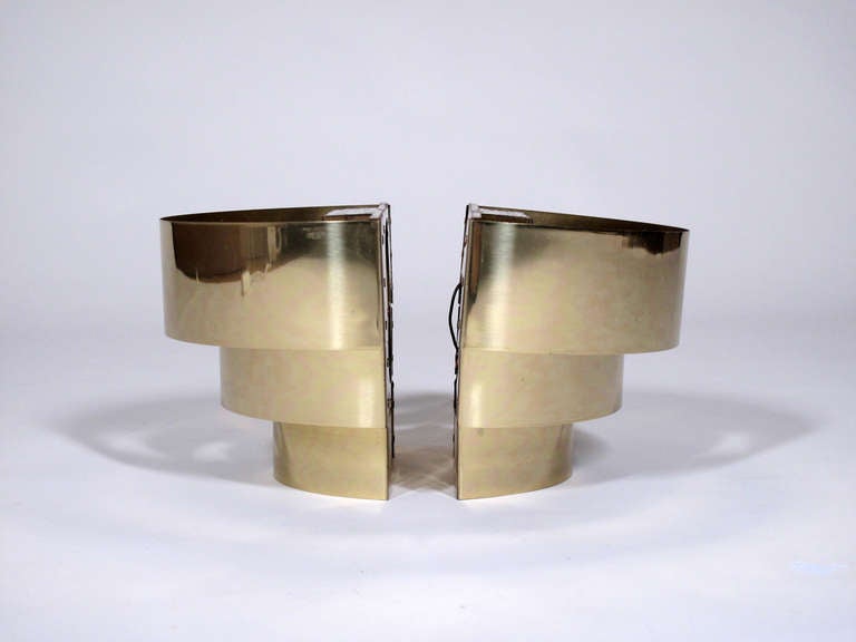 Plated Pair of Brass Sconces by Lightolier
