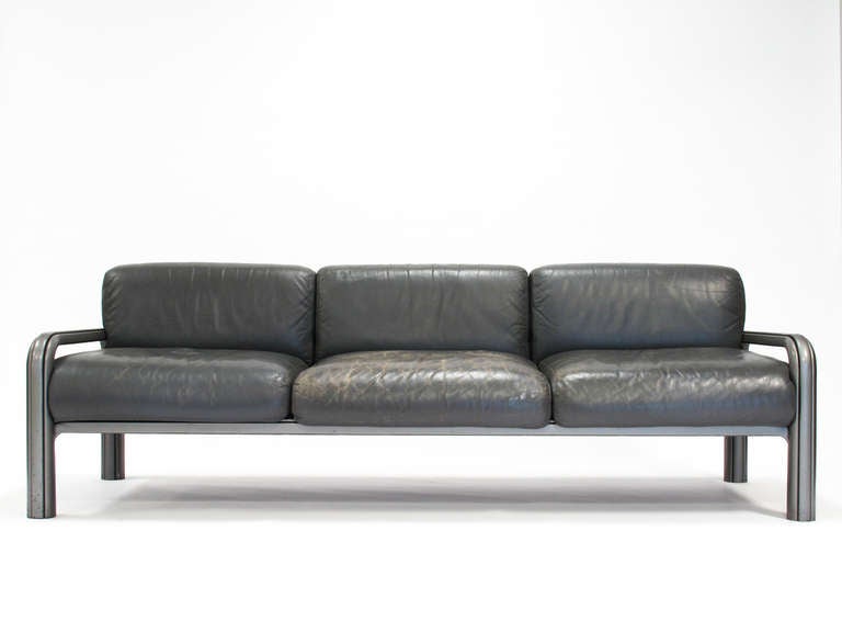American Leather Sofa by Gae Aulenti For Sale
