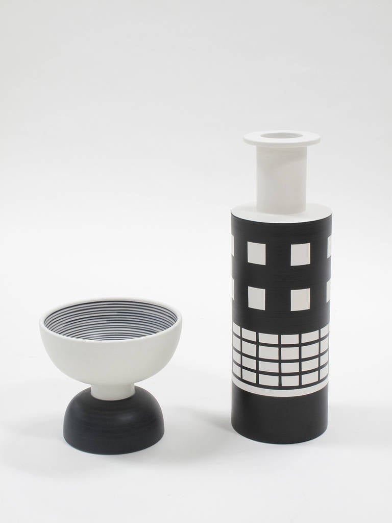 Post-Modern Ettore Sottsass Ceramic Vase and Footed Bowl, circa 2000